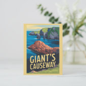 Giant's Causeway Ireland Travel Art Vintage ポストカード (スタンド正面)
