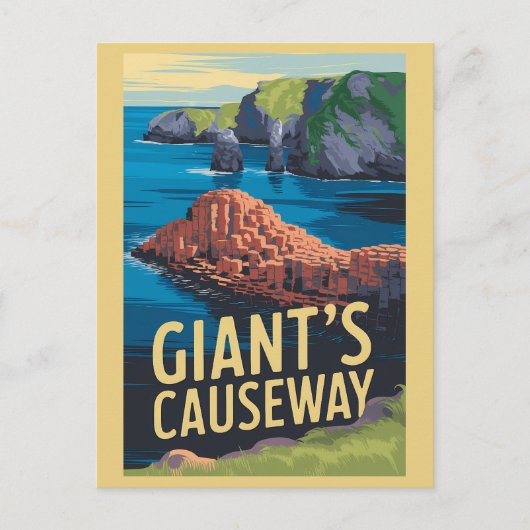 Giant's Causeway Ireland Travel Art Vintage ポストカード (正面)
