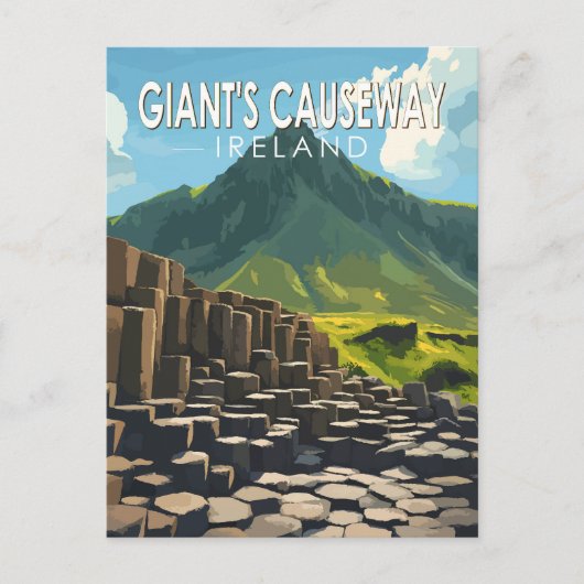 Giant's Causeway Travel Art Vintage ポストカード (正面)