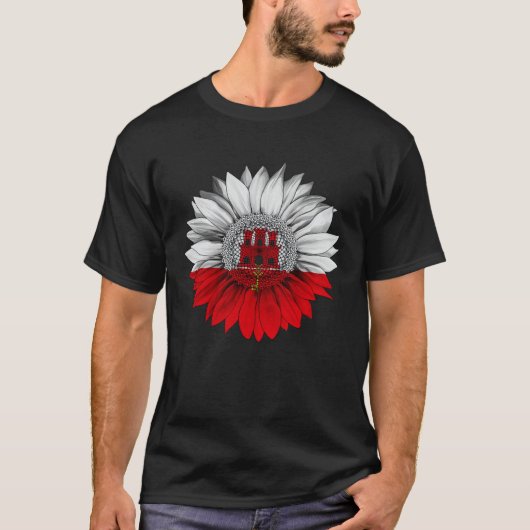 Gibraltar Flag Sunflower Gibraltarian Roots Proud  Tシャツ (正面)
