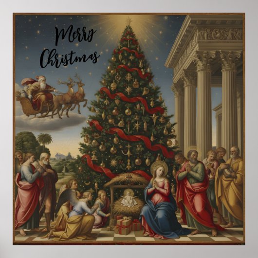 Giclée Renaissance Nativity Christmas Poster Art ポスター (正面)