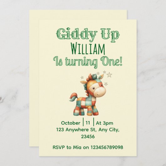 Giddy up! 招待状 (正面/裏面)