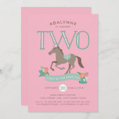 Giddy Up forおもしろい第2誕生日招待状 (正面/裏面)