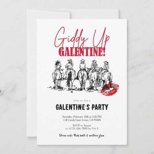 Giddy Up Galentine’s Day 招待状 (正面)