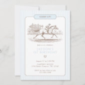 Giddy Up Horse Racing 1st Birthday Prepppy 招待状 (正面)