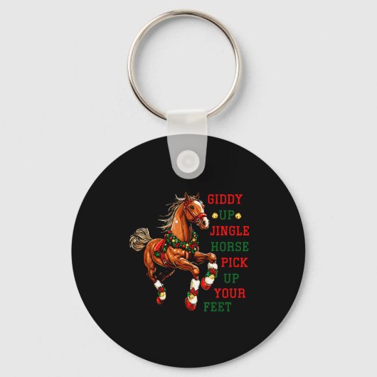 Giddy Up Jingle Horse Western Christmas Horse Coun キーホルダー (正面)