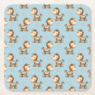 Giddy-Up Patchwork Pony Birthday スクエアペーパーコースター