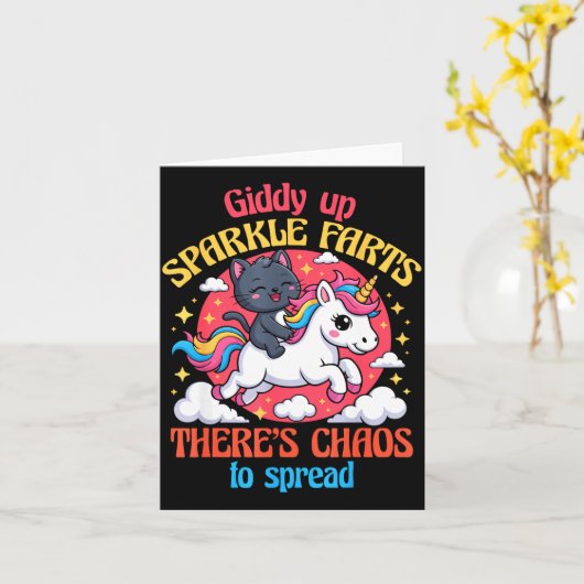 Giddy Up Sparkle Farts There's Chaos To Spread Cut カード (黄色い花)