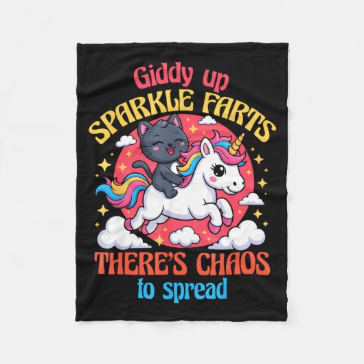 Giddy Up Sparkle Farts There's Chaos To Spread Cut フリースブランケット (正面)