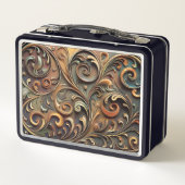 Gided Baroque Scrollwork Metal Lunchbox メタルランチボックス (裏面)
