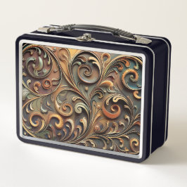Gided Baroque Scrollwork Metal Lunchbox メタルランチボックス