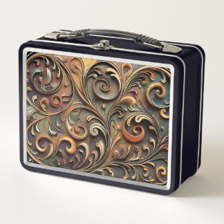 Gided Baroque Scrollwork Metal Lunchbox メタルランチボックス