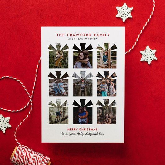 Gift 包まれた Year in Review写真ホリデーカード シーズンカード