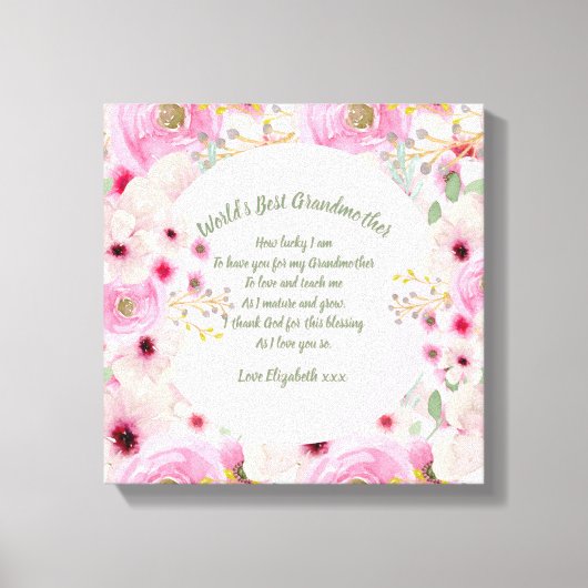 GIFT – 孫からの祖母の詩 – カスタム キャンバスプリント (正面)