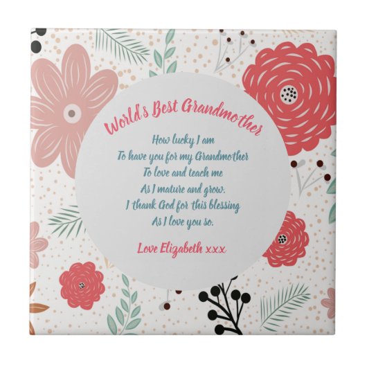 GIFT – 孫からの祖母の詩 – カスタム タイル (正面)