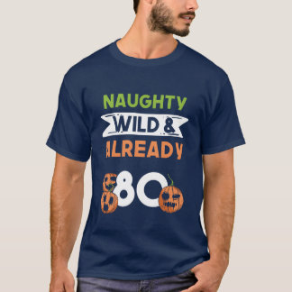 Gift 80 years birthday women Halloween Pumpkin vin Tシャツ
