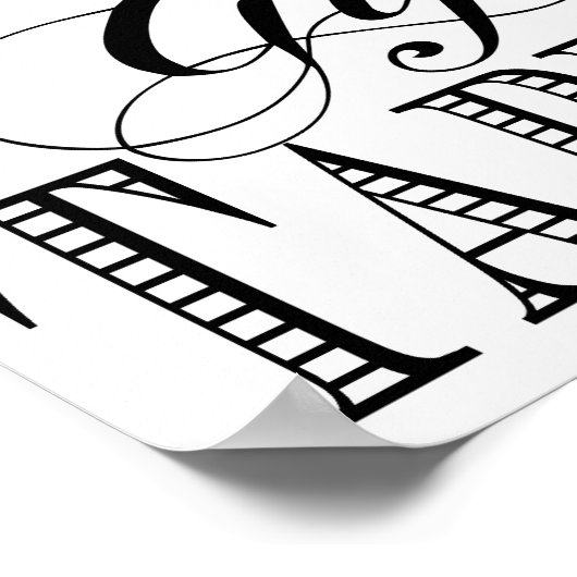 Gift and card Table wedding sign black and white ポスター (角)