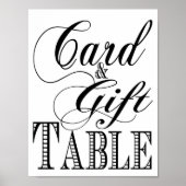 Gift and card Table wedding sign black and white ポスター (正面)