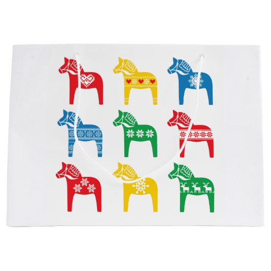 GIFT BAG SCANDINAVIAN DALA HORSE DESIGN ラージペーパーバッグ (正面)