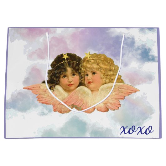 GIFT BAG TWIN ANGELS IN PASTELS  ラージペーパーバッグ (正面)