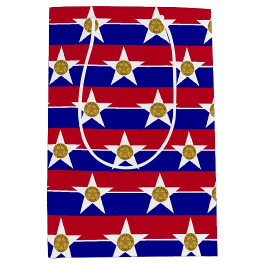 Gift Bag with flag of Dallas City, Texas, USA ミディアムペーパーバッグ (正面)