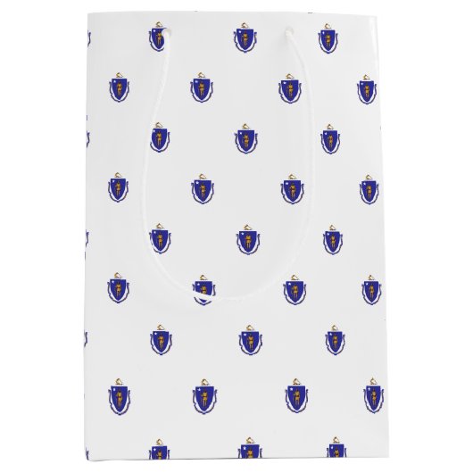 Gift Bag with flag of Massachusetts State, USA ミディアムペーパーバッグ (正面)