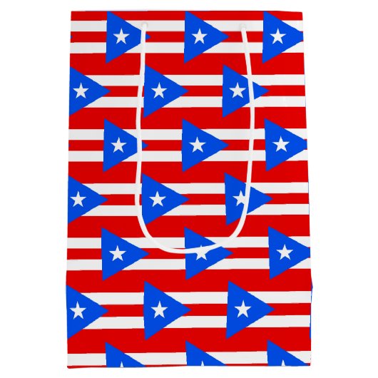 Gift Bag with flag of Puerto Rico, USA ミディアムペーパーバッグ (裏面)