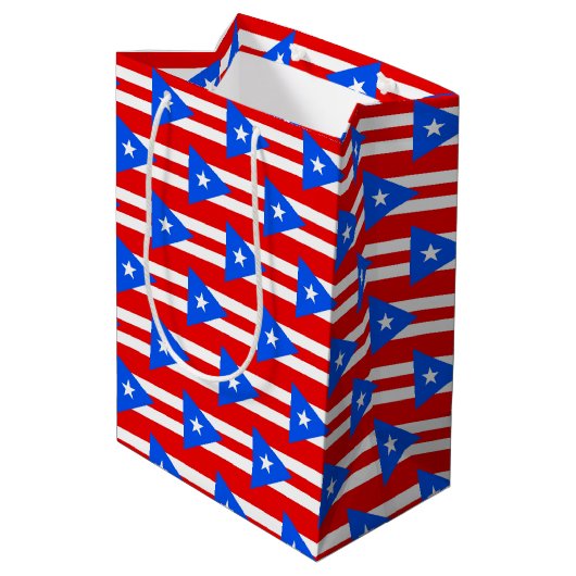 Gift Bag with flag of Puerto Rico, USA ミディアムペーパーバッグ (裏面アングル)