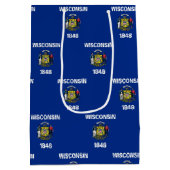 Gift Bag with flag of Wisconsin, USA ミディアムペーパーバッグ (裏面)