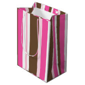 Gift Bags Brown & Pink Stripe  ミディアムペーパーバッグ (裏面アングル)
