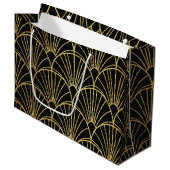Gift Bags Gold Geometric and Art Deco Patterned ラージペーパーバッグ (正面アングル)