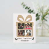 Gift Box 4 Photo Collage Merry Christmas ポストカード (スタンド正面)