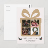 Gift Box 4 Photo Collage Merry Christmas ポストカード (正面/裏面)