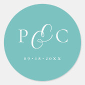 Gift Box Blue Wedding Calligraphy Envelope Sticker ラウンドシール (正面)