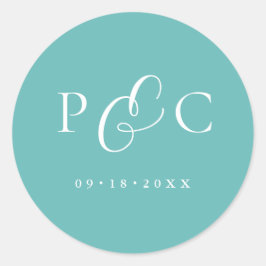 Gift Box Blue Wedding Calligraphy Envelope Sticker ラウンドシール