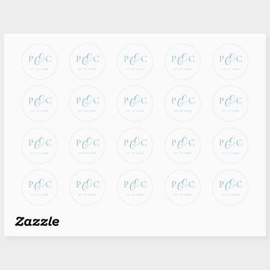 Gift Box Blue Wedding Calligraphy Envelope Sticker ラウンドシール (シート)