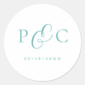 Gift Box Blue Wedding Calligraphy Envelope Sticker ラウンドシール (正面)