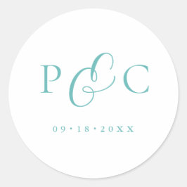 Gift Box Blue Wedding Calligraphy Envelope Sticker ラウンドシール