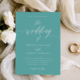 Gift Box Blue Wedding Calligraphy Invitation  招待状