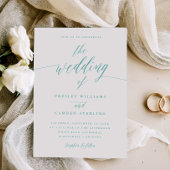 Gift Box Blue Wedding Calligraphy Invitation  招待状