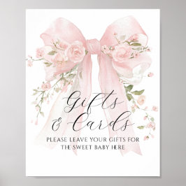 Gift & Card Floral Bow Flower Girl Baby Shower ポスター