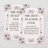 gift card for a teacher. サンキューカード (正面/裏面)