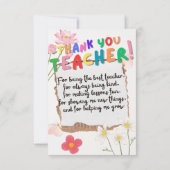 Gift card for teachers サンキューカード (裏面)