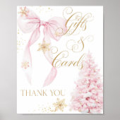 Gift Card Pink Bow Cold Outside Baby Shower ポスター (正面)