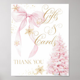 Gift Card Pink Bow Cold Outside Baby Shower ポスター