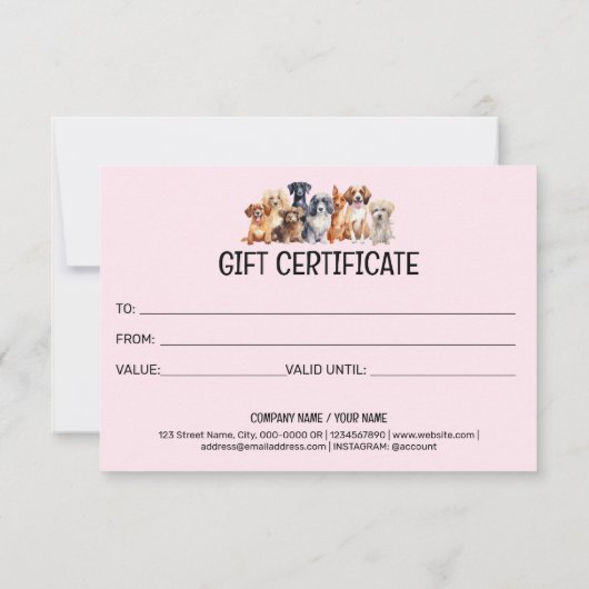 Gift Certificate Dog Grooming Pet Sitting Vet (裏面)