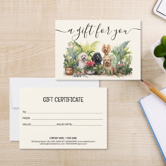Gift Certificate Dog Grooming Pet Sitting Vet