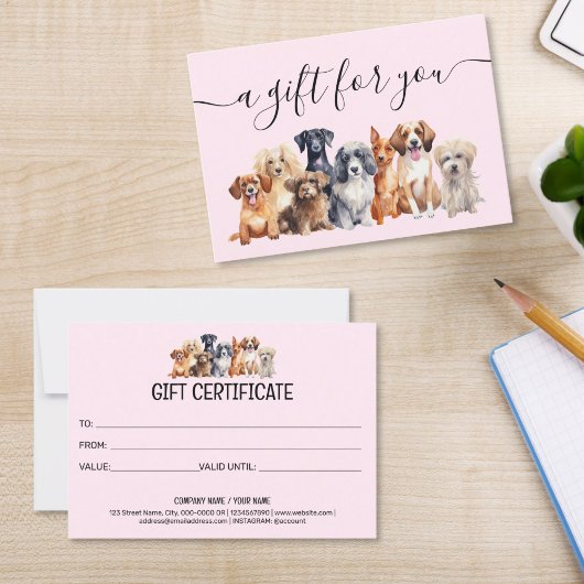 Gift Certificate Dog Grooming Pet Sitting Vet