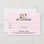 Gift Certificate Dog Grooming Pet Sitting Vet (裏面)