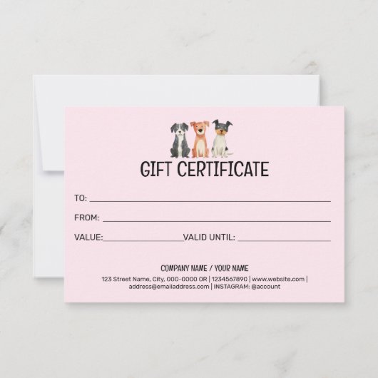 Gift Certificate Dog Grooming Pet Sitting Vet (裏面)